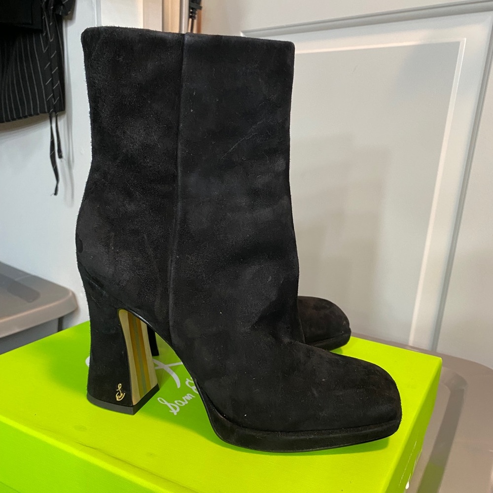 Sam Edelman Black Suede Heel Booties